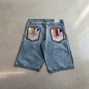 Vintage 90s Hiphop Toggi Embroidered Baggy Light Wash Jorts